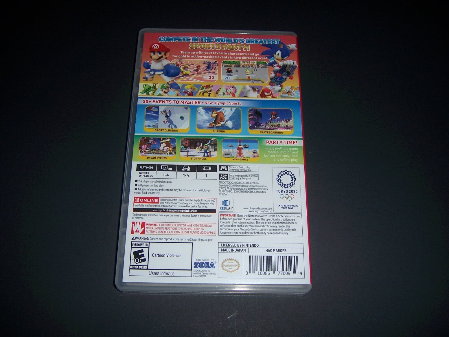 Authentic Replacement Case ONLY for MARIO SONIC OLYMPIC GAMES TOKYO - Switch Box