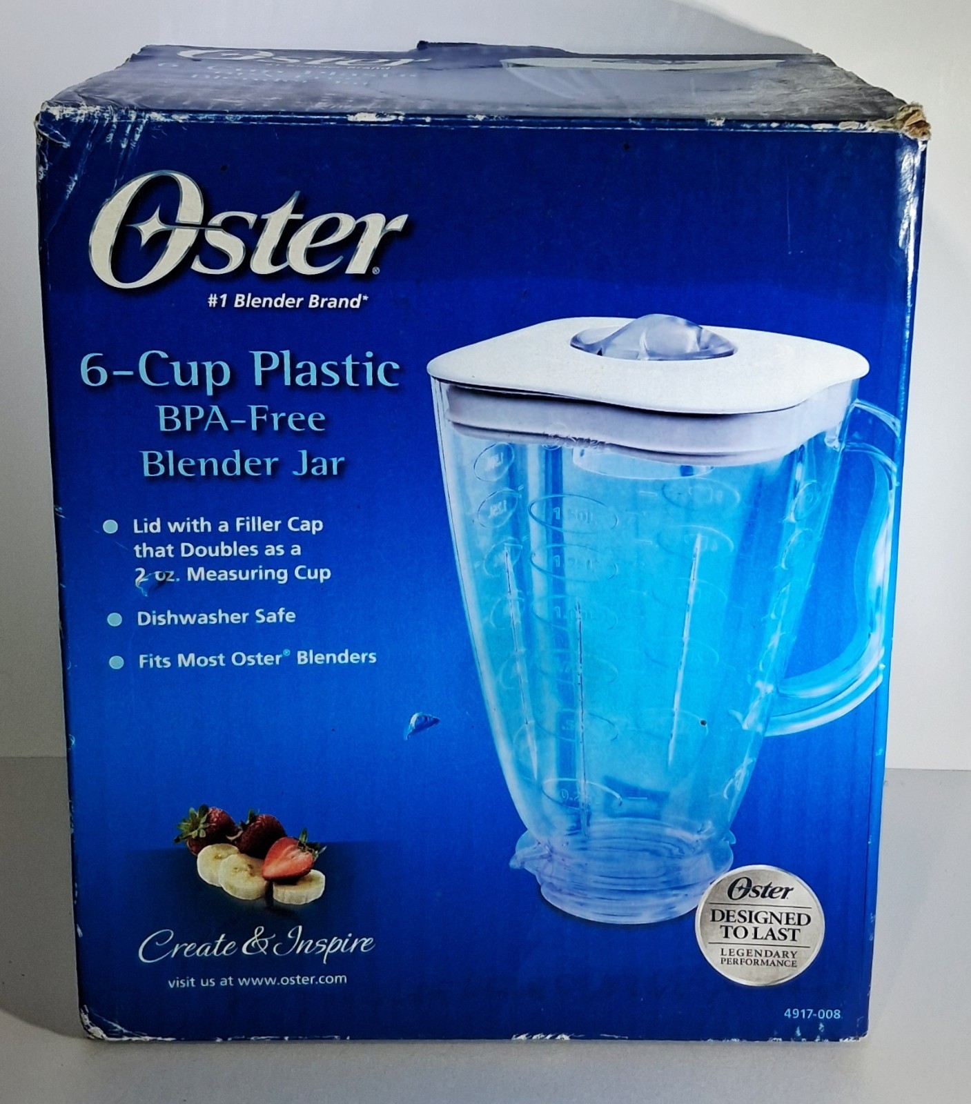 Oyster OEM Replacement Blender Jar With Cap White Lid  New Open Box