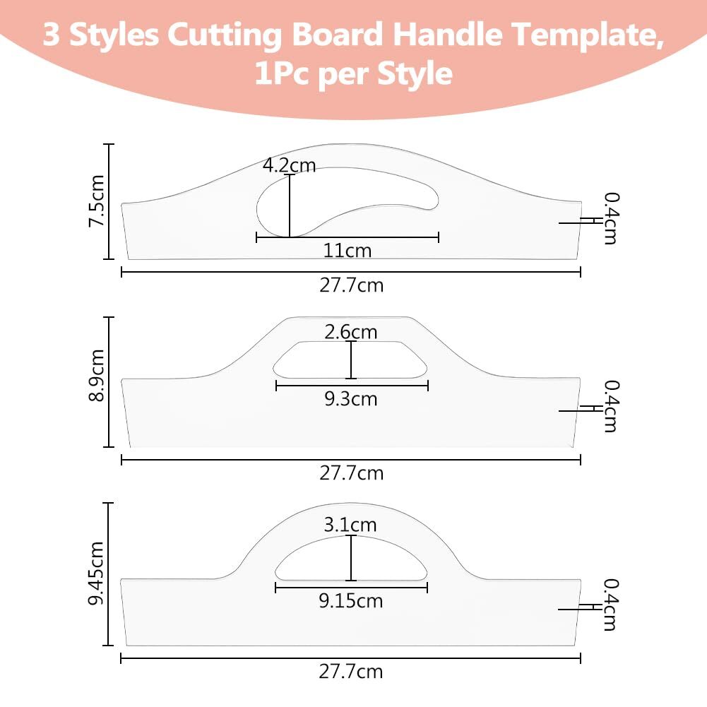 3Pcs Handle Template Cutting Board 3 Styles Templates for Woodworking Acrylic...
