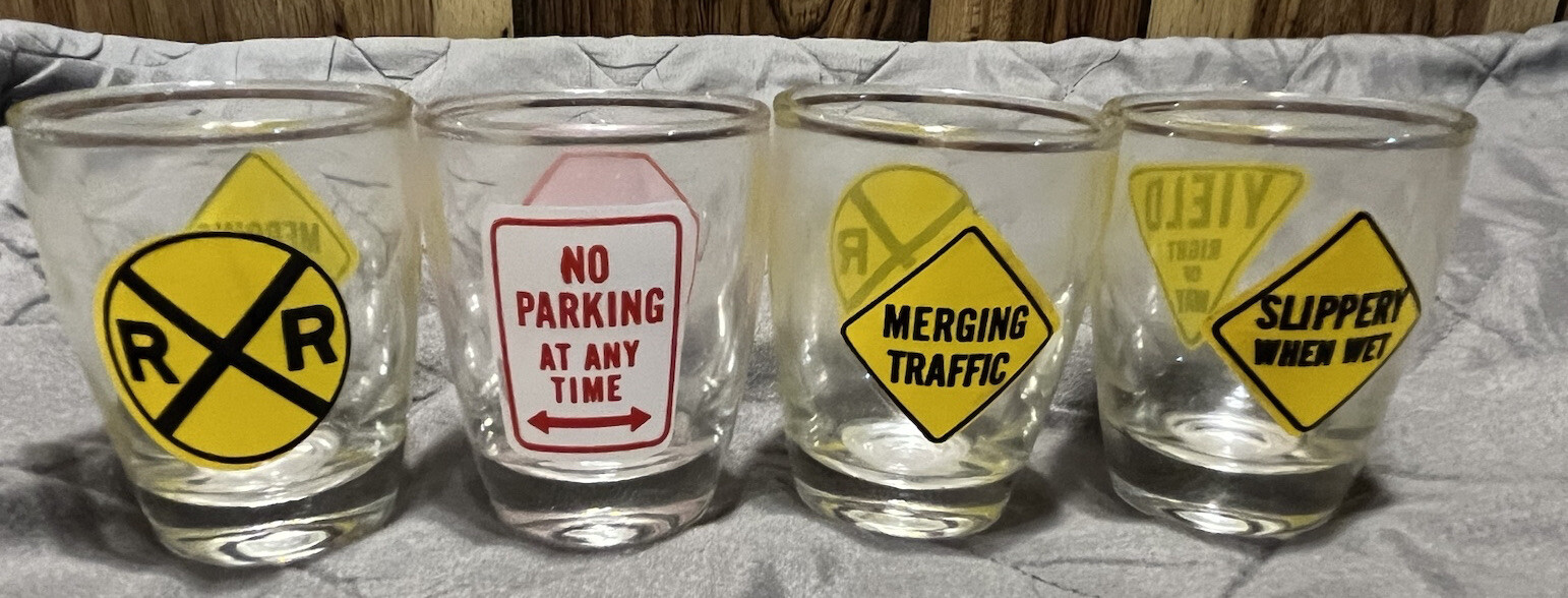 Lot of 4 street sign shot glasses