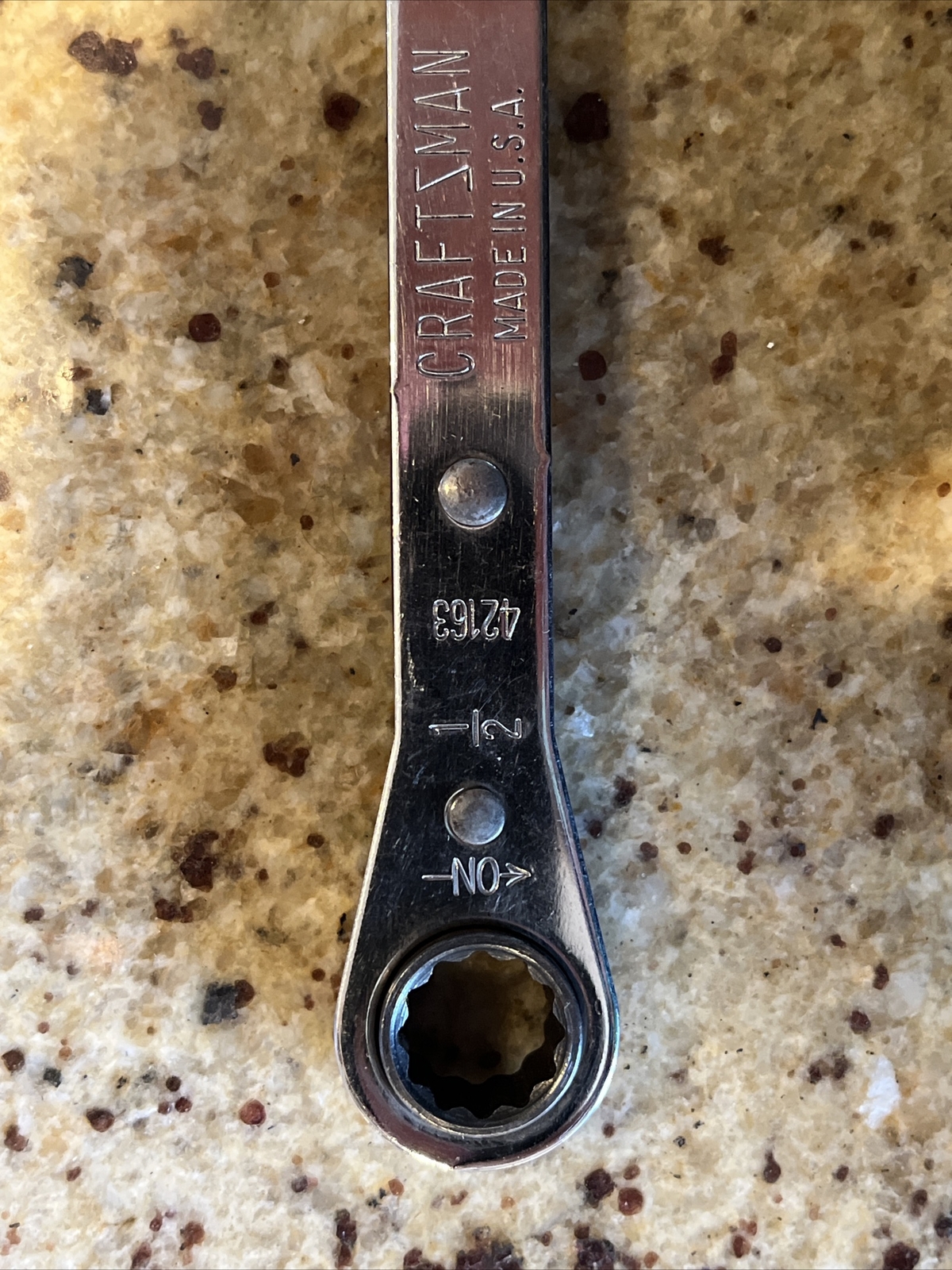 CRAFTSMAN USA MADE 42163 SAE 1/2" 9/16" 12 POINT RATCHETING BOX END WRENCH NICE