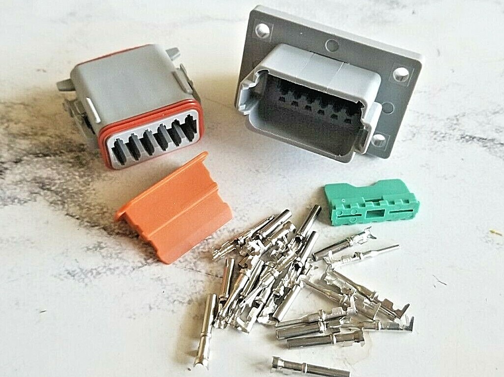 Deutsch DT Series 12-Pin Flange Connector Kit 14-16AWG Easy Crimp pins U
