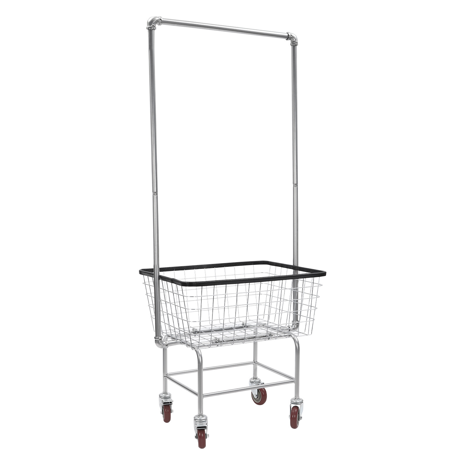 Steel Wire Laundry Cart Laundry Basket W/ Wheels Commercial Laundry Basket Cart