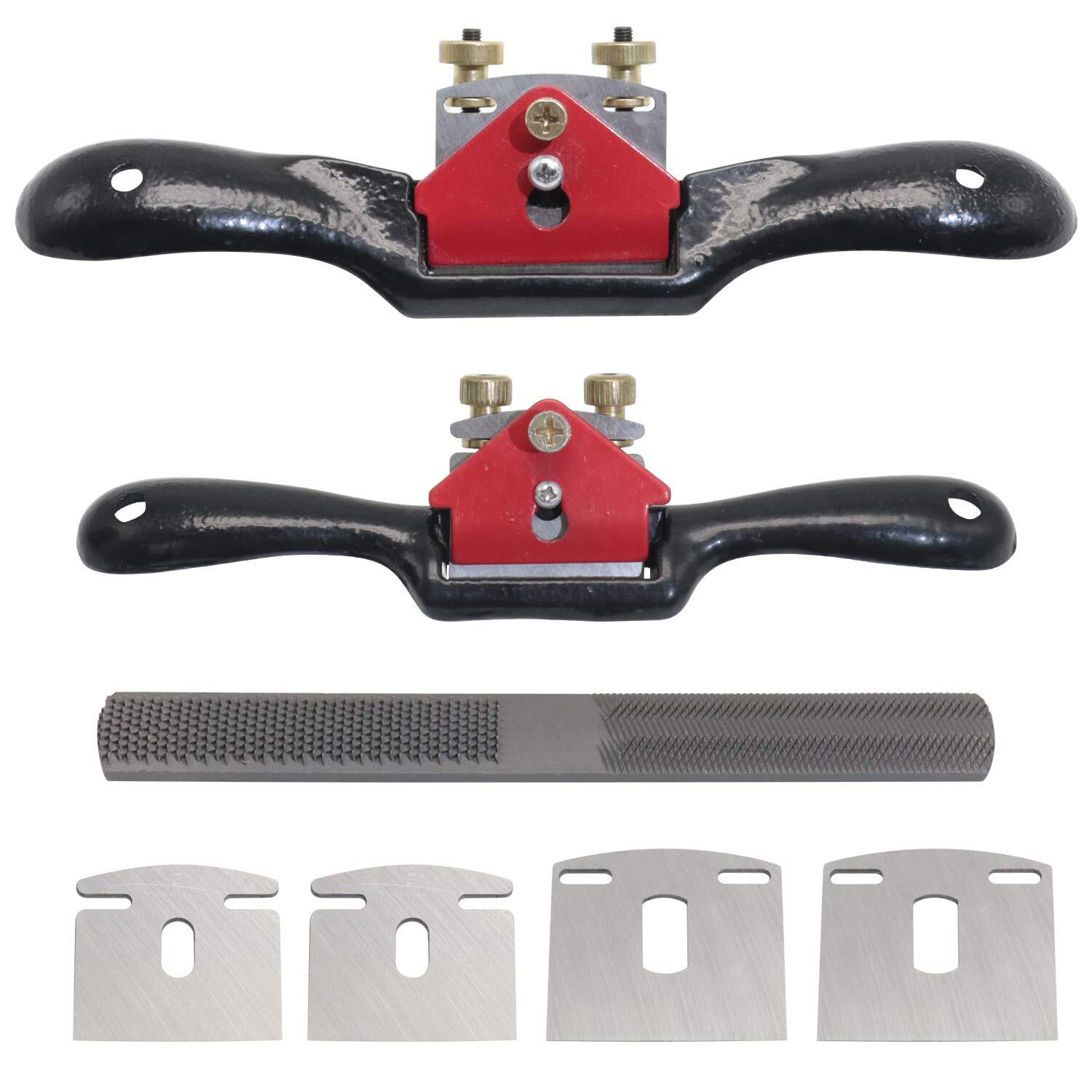 2pcs 9" 10" Adjustable Spokeshave With Replacement Blades And 4way Rasp File Man