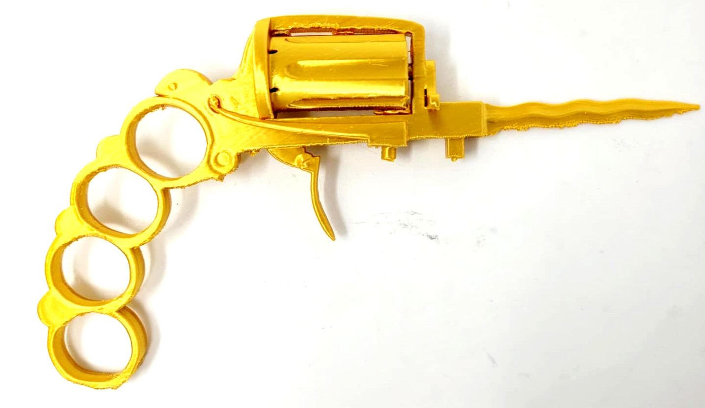 Replica Apache Knuckle Duster Revolver Prop Gun For Fantast & Cosplay 3D Printed