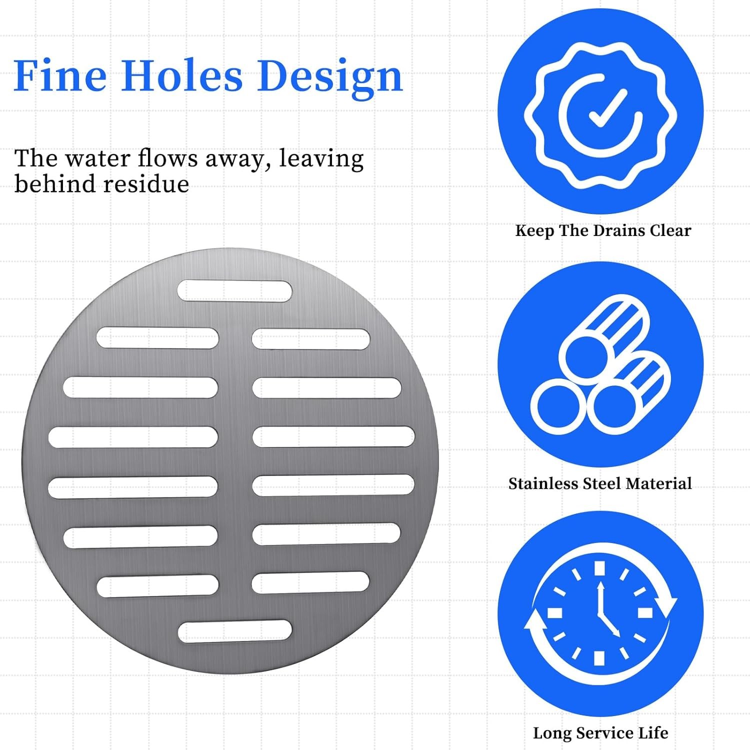 6 Inch Stainless Steel Round Floor Drain Cover Replacement Drainer...