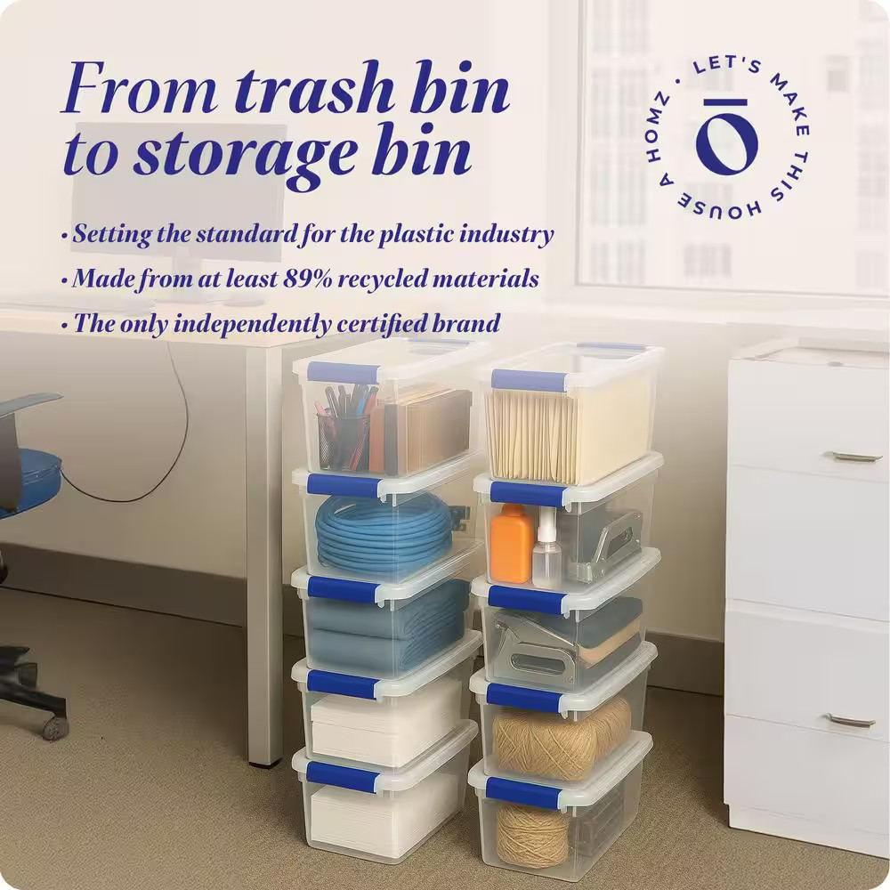 7.5 Qt. Secure Latching Plastic Stackable Storage Container in Clear, 10-Pack