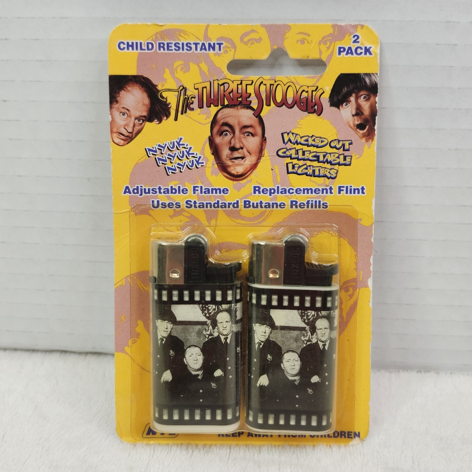 THE THREE STOOGES 2 pack Wacked Out Collectable Lighters Vintage NYL New Sealed