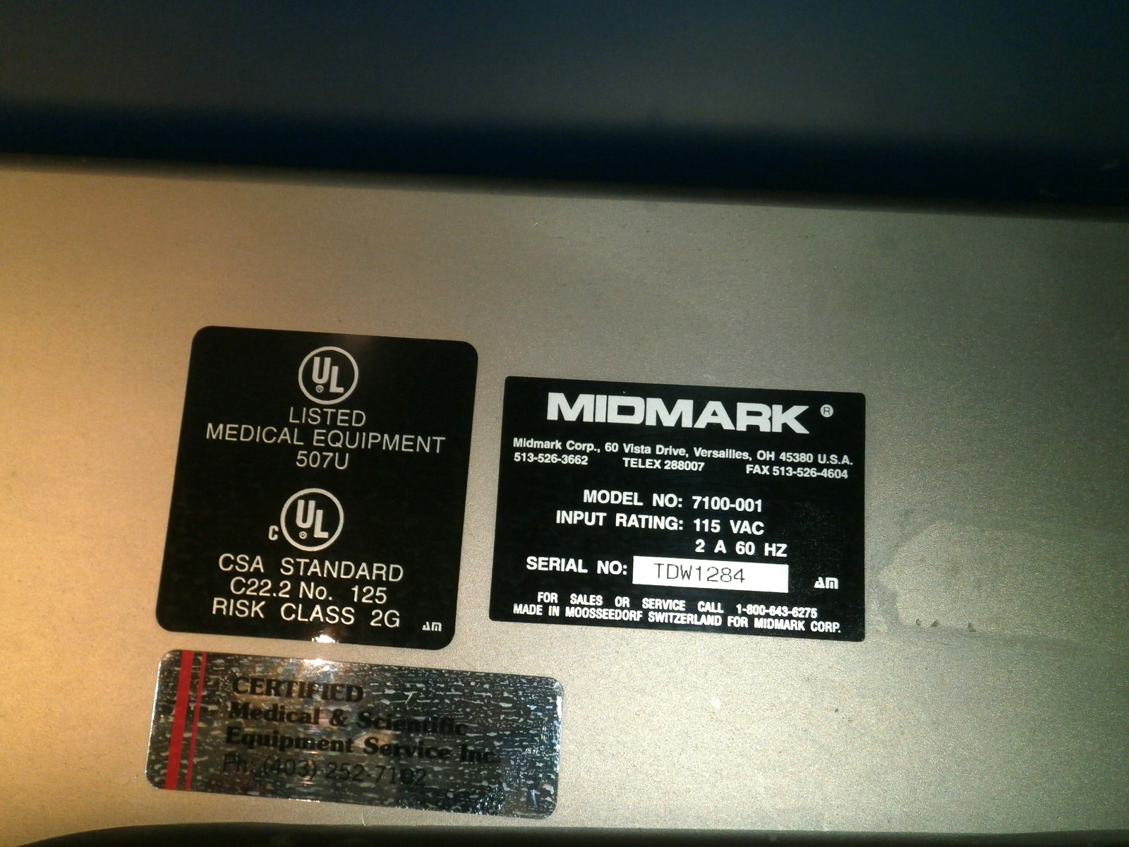 Midmark 7100 Surgical Table Max Weight 500 lbs