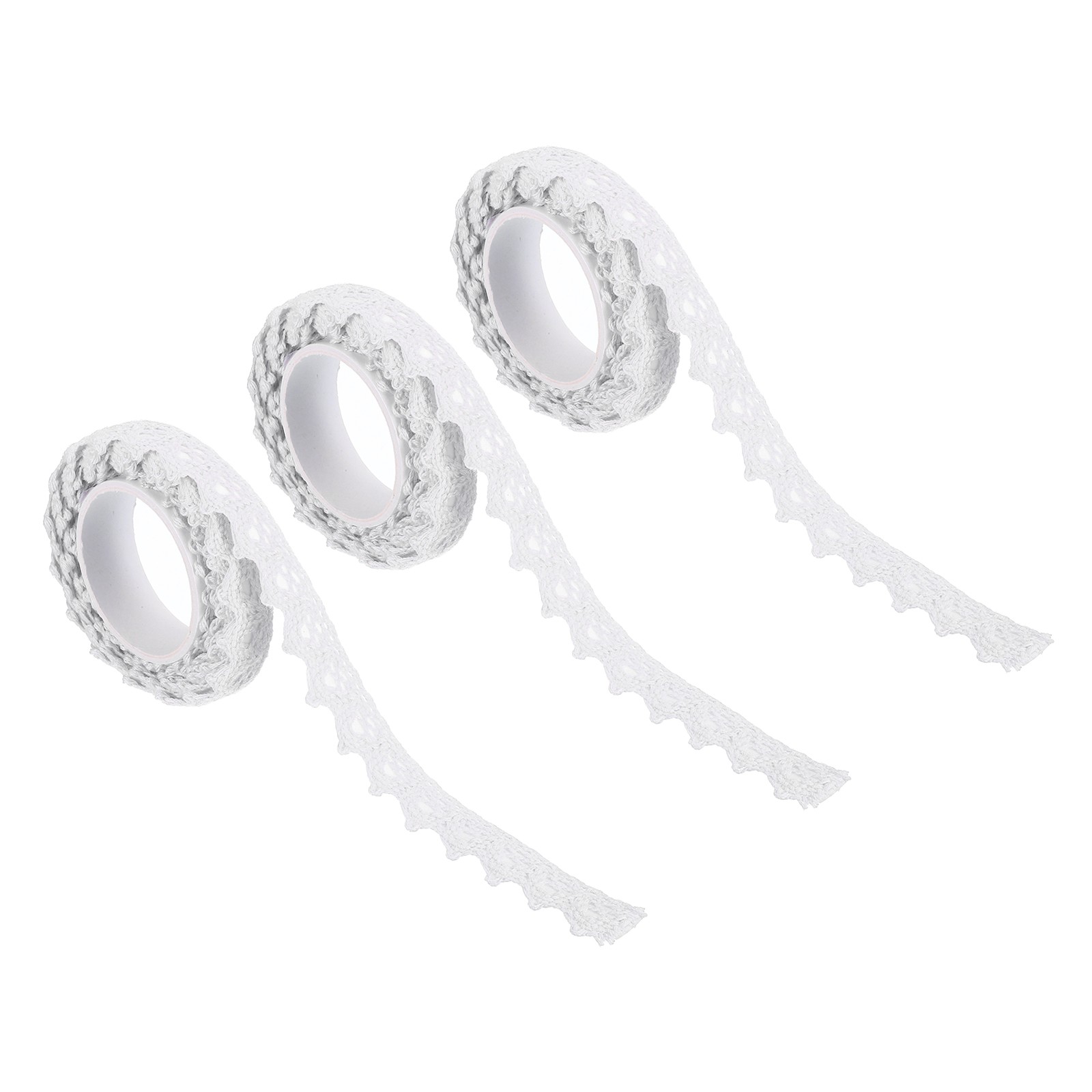 3pcs 0.6" Wide 2 Yards Self-Adhesive Lace Tape Ribbon Stickers for Craft White