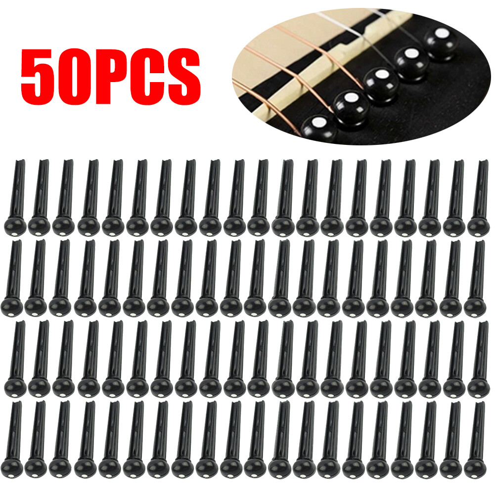50 Pcs Black Acoustic Guitar Bridge Pins Pegs String Nail End US STOCK