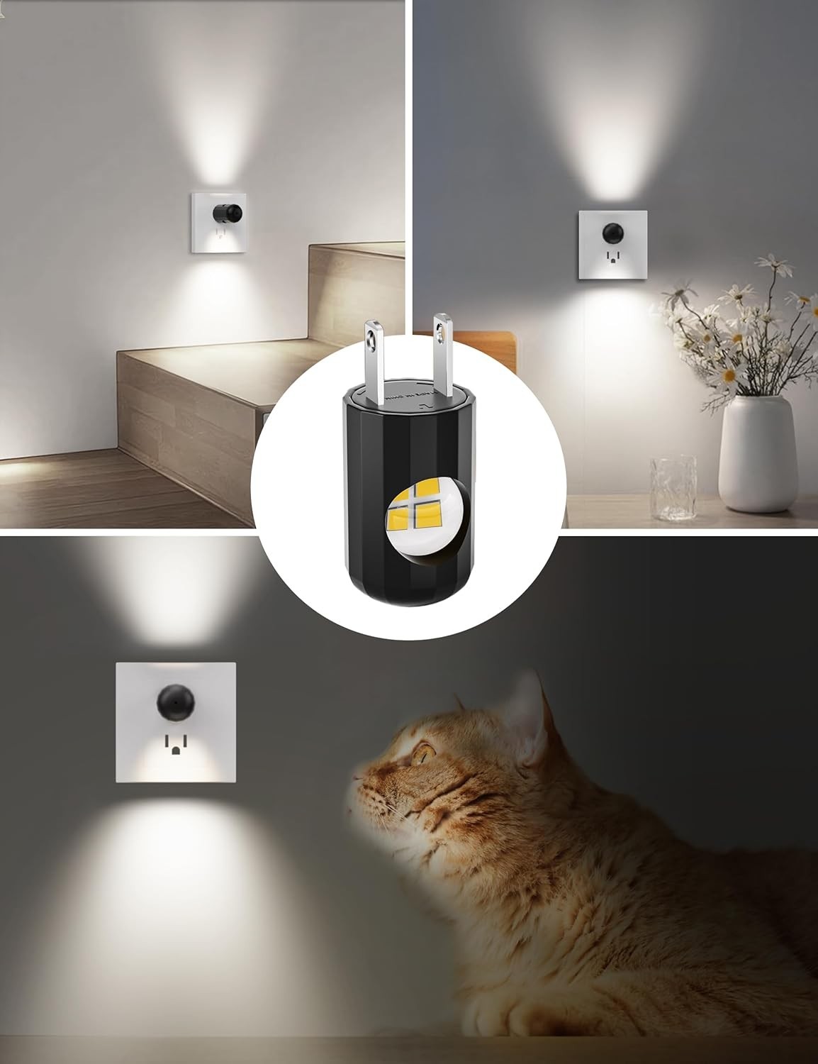 6 Pack LED Night Lights With Dusk To Dawn Sensor 4000K Cool White Plug Plastic