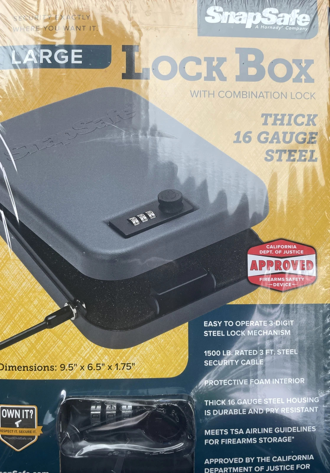 SnapSafe Combination Lock Box, Large 75230, Measures 9.5” x 6.5” x 1.75”