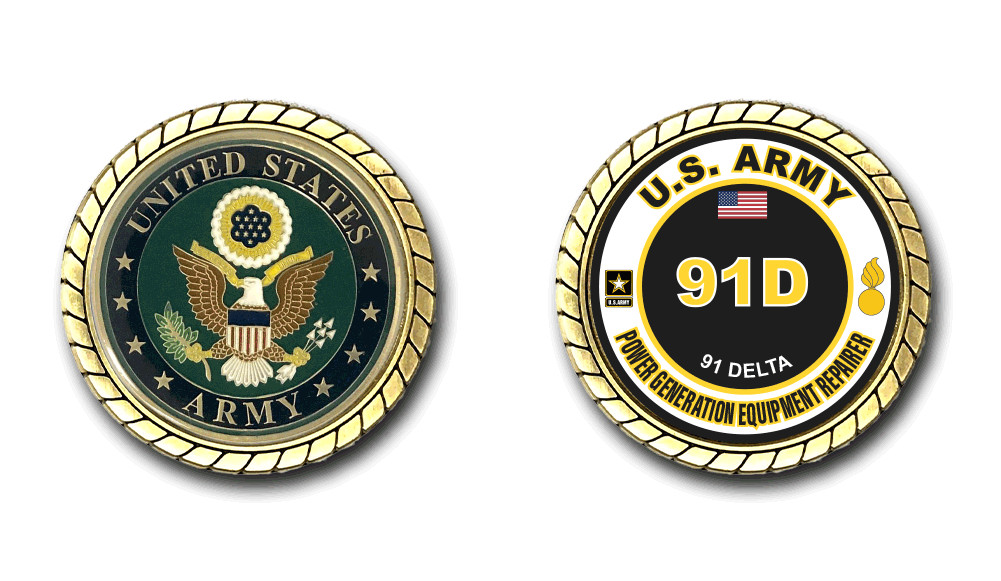 US Army 91D Power Generation Equipment Repairer MOS Challenge Coin