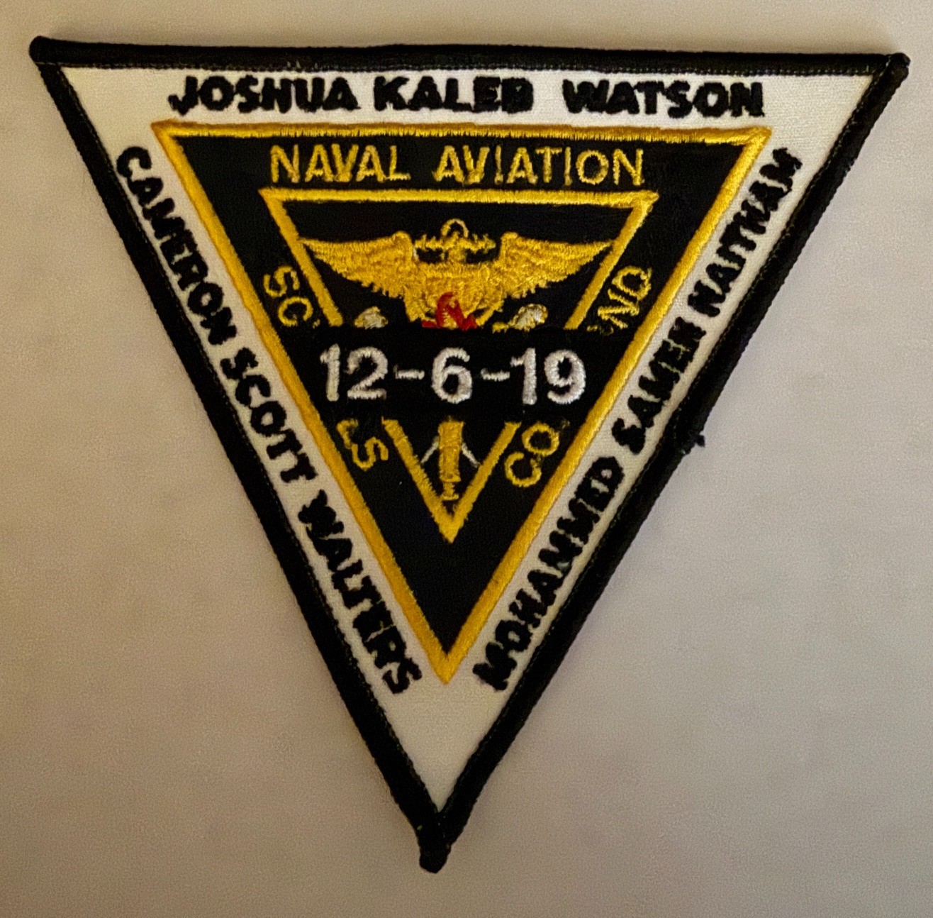 Naval Aviation Triangle Patch Cameron Walters, Joshua Watson, Mohammed Naitham