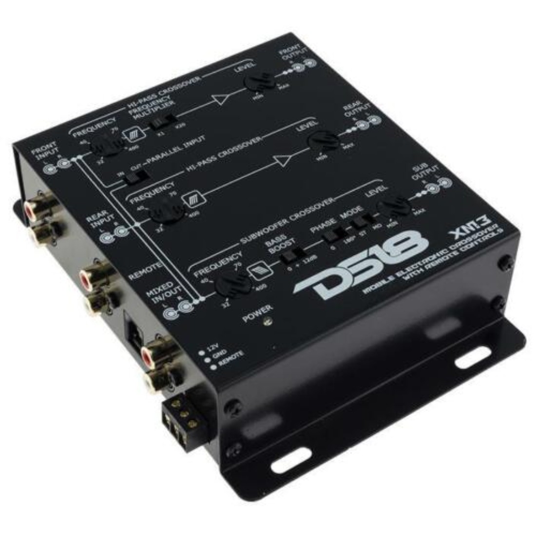 DS18 XM3 3-Way Electronic Car Audio Active Crossover w/ Remote Sub Level Control