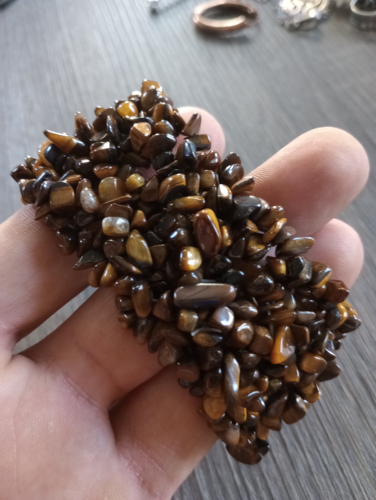 1.5" Wide Natural Tigers Eye Stretchy Bracelet Free Shipping