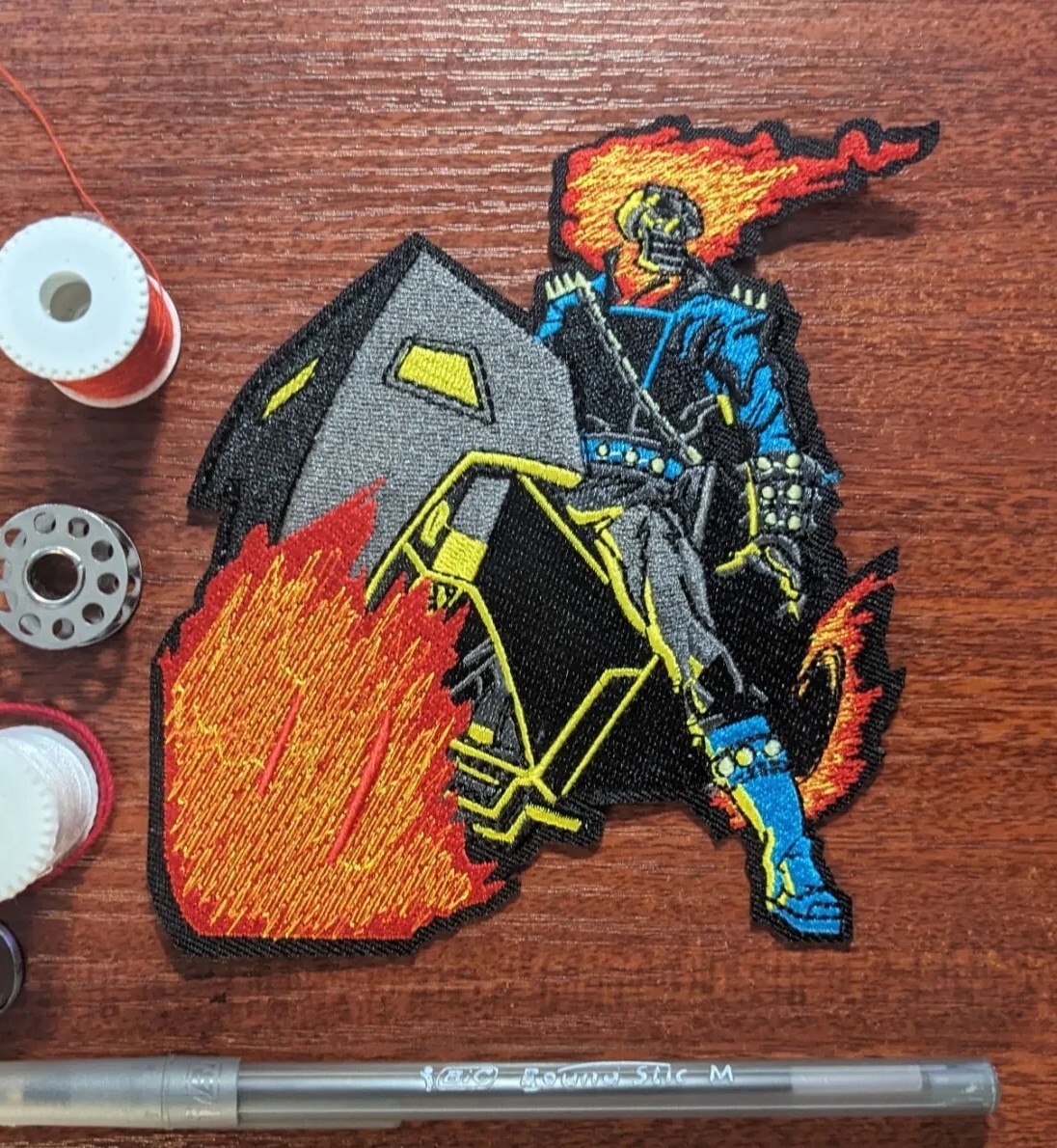 Ghost Rider Patch Superhero Comic Demon Biker Embroidered Iron On Patch 5x4.75"
