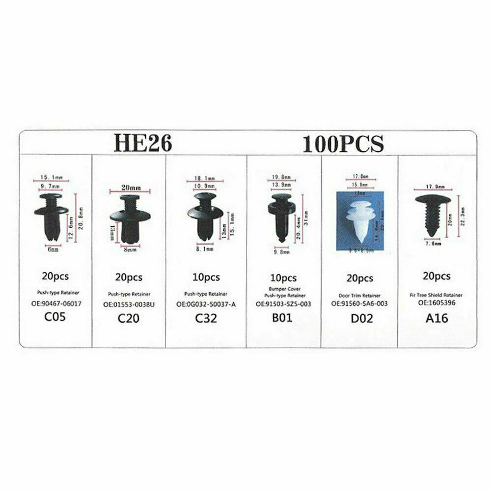 For RAM Dodge Fixing Fastener Kit Bumper Fender Liner Push Retainer Clips 100X
