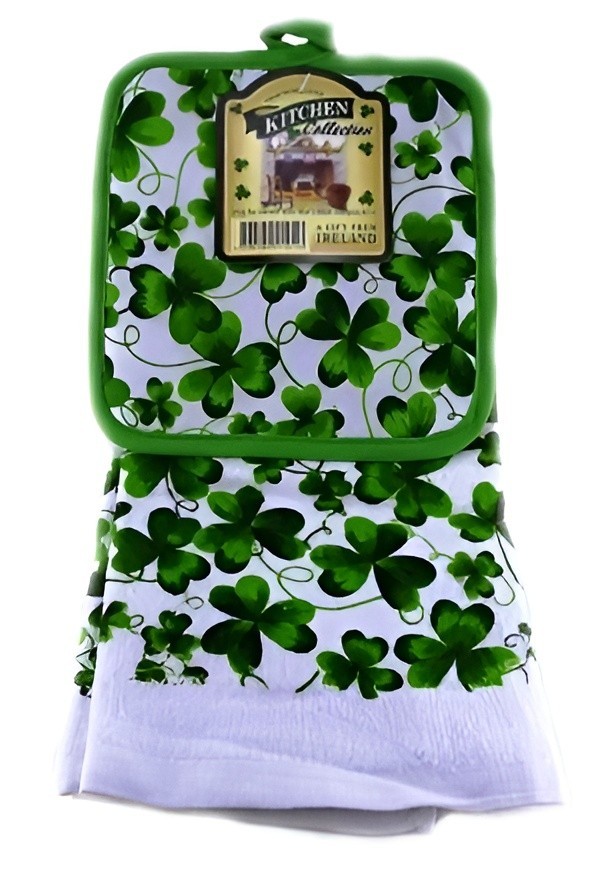 JC Walsh & Sons Ltd. 100% Cotton Shamrock  Towel & Pot Holder