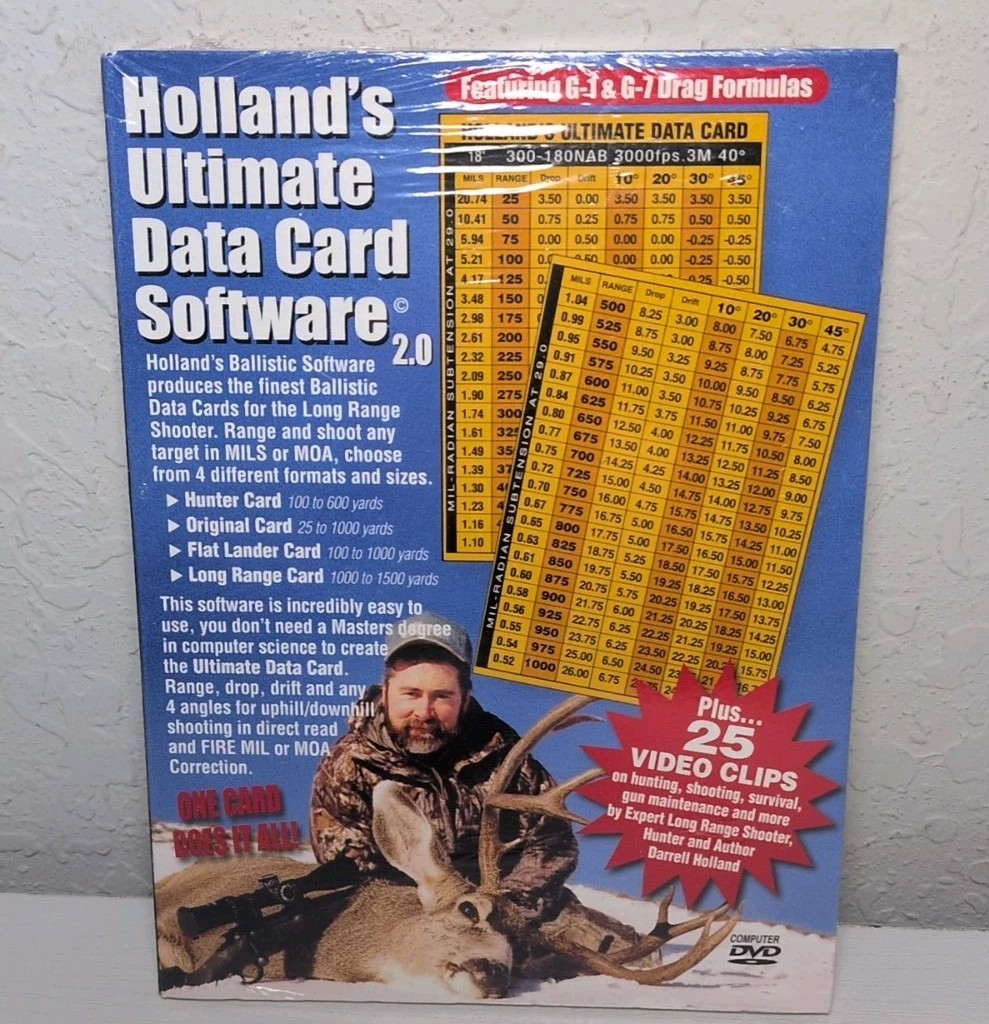 Holland's Ballistic Ultimate Data Card Long Range Shooter Software 2.0 DVD ROM