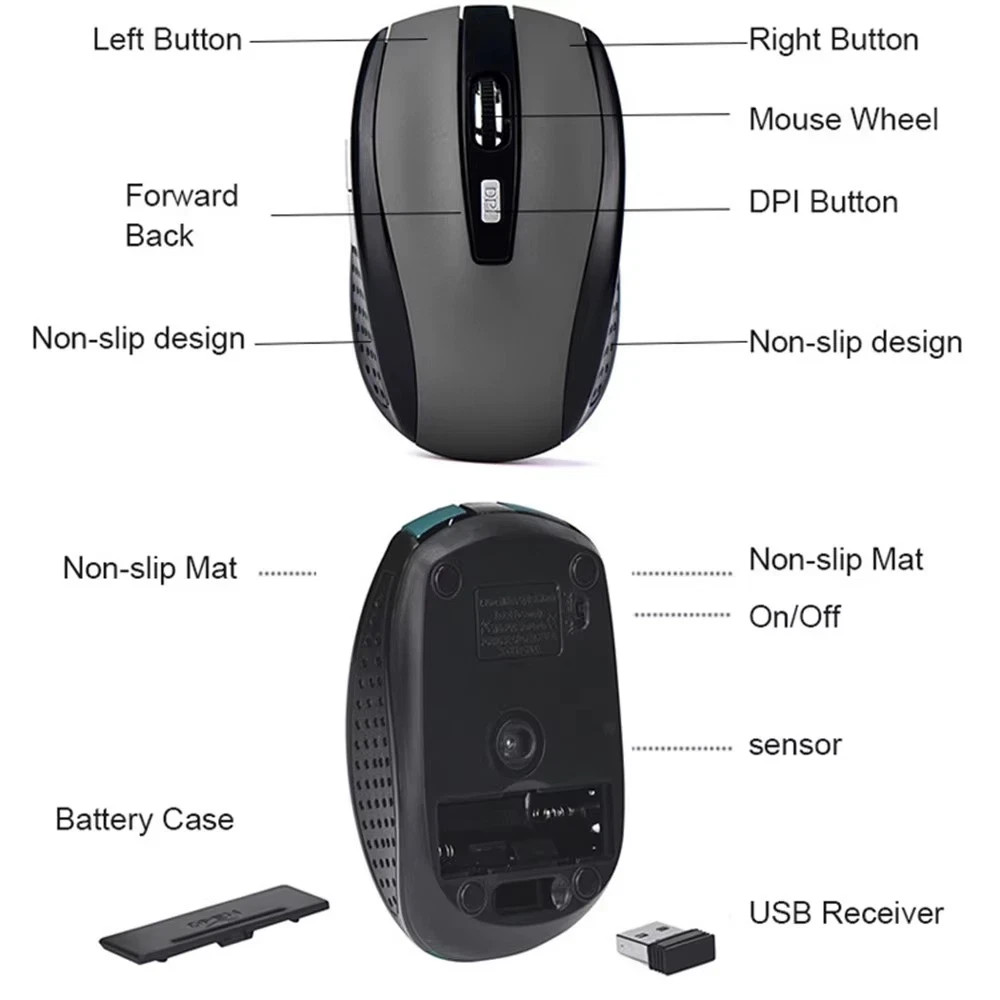 Wireless Optical Mouse Mice 2.4GHz USB Receiver For Laptop PC Computer DPI lot