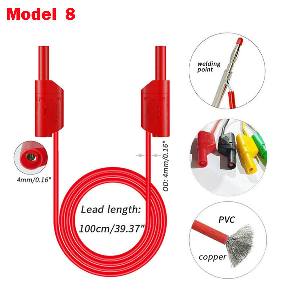 3.3FT 4mm Stackable Banana Plug Test Lead Kit & Alligator Clip & Back Probe NEW