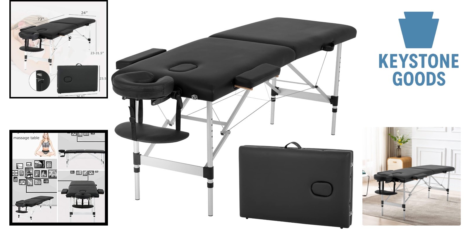 Portable Aluminium Massage Bed with Adjustable Height & Accessories