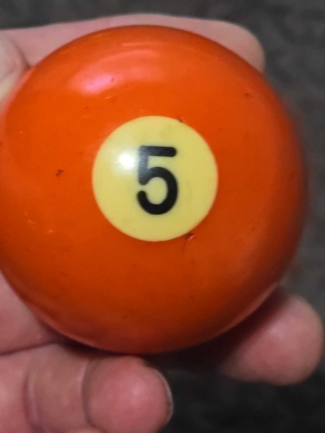 🎱Vintage Replacement Belgian (#5) Pool Ball~Billiards Solid Orange Ball 2"