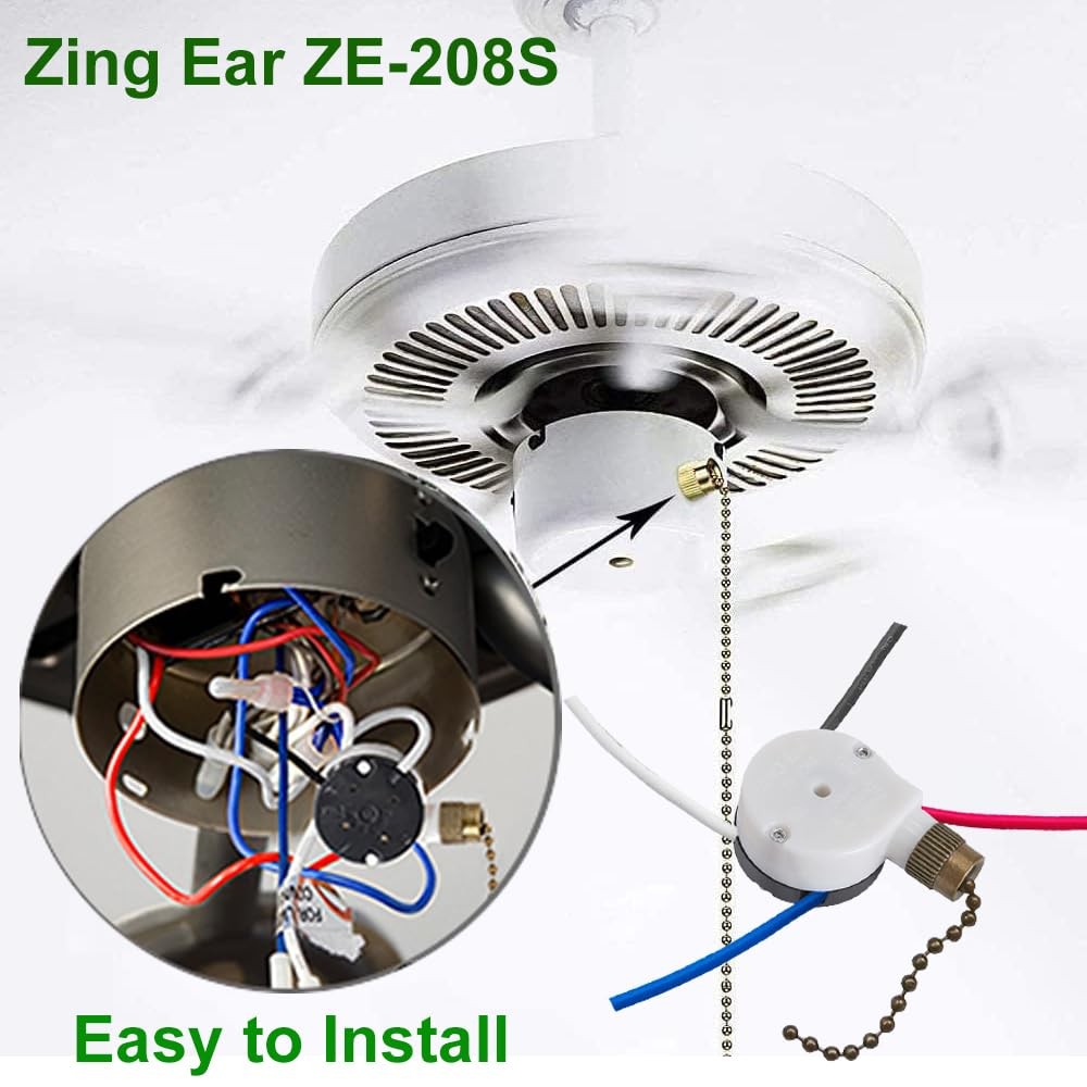 3 Speed Ceiling Fan Pull Chain Switch ZE208s 4 Wire Brass Chain Replacement Par