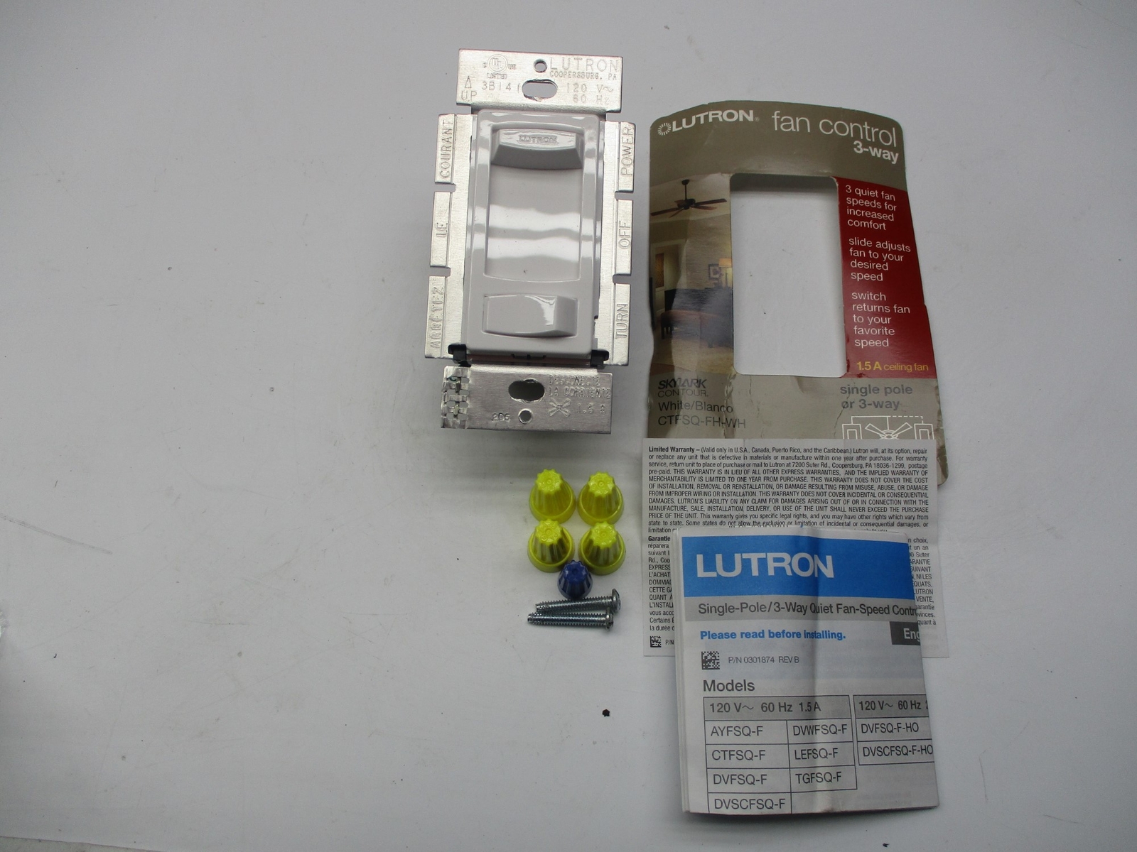 LUTRON 0301874 REV.B DIMMER SWITCH NSNP 012822