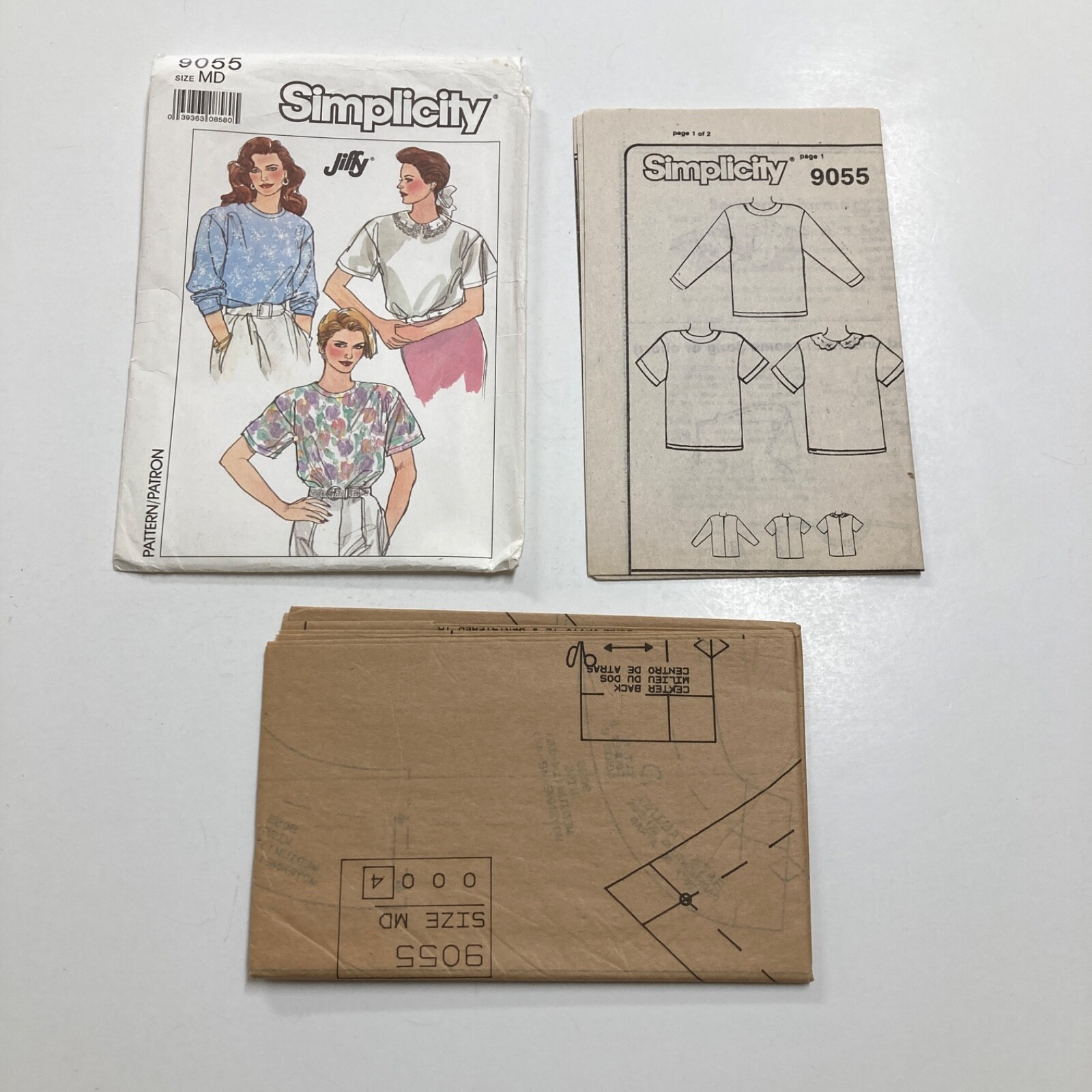 Simplicity 9055 Size Medium Pullover Top Sleeve Variations Uncut Factory Folds