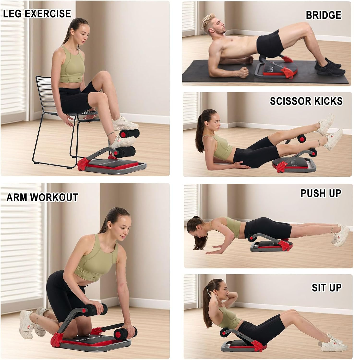 Ab Machine, Sit up Exercise Equipment, Ab Workout Equipment with 3 Adjustable Re