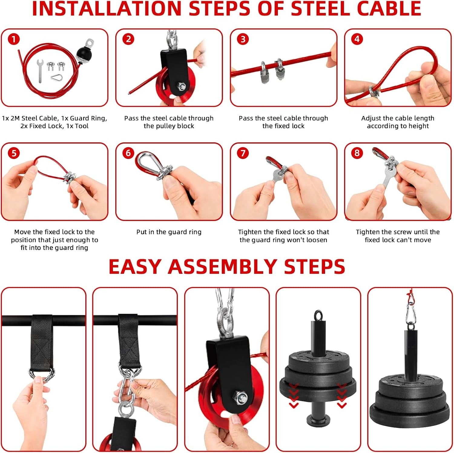 Home Gym Cable Machine Pulley System - Black