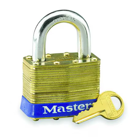 Master Lock 6 Padlock, Keyed Different, Standard Shackle, Rectangular Brass