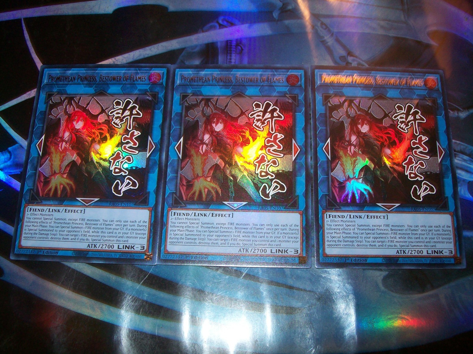 3x Promethean Princess, Bestower of Flames 1st Edition Ultra Rare RA05-EN107