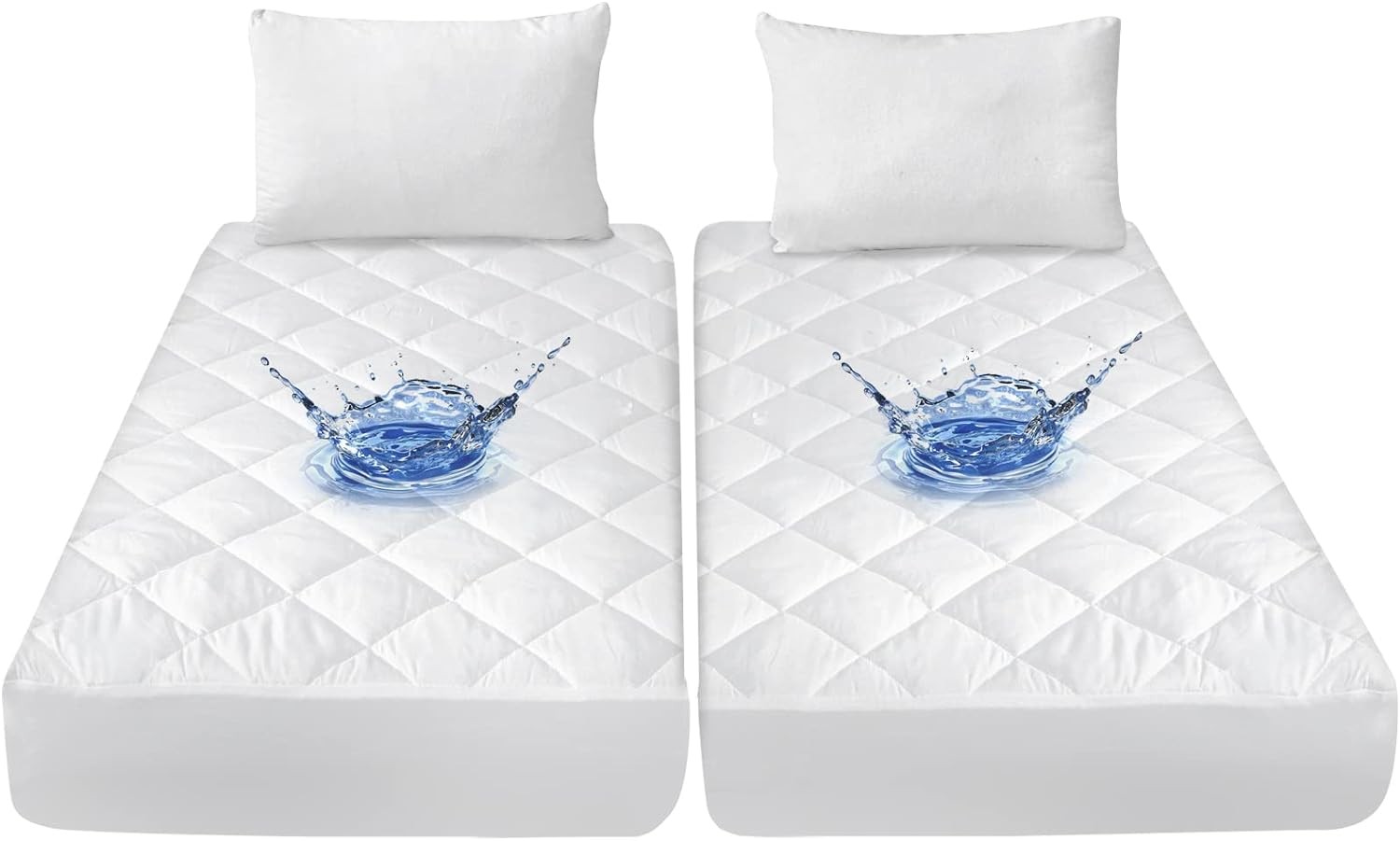 Split California King Mattress Protector Pad for Calking, White