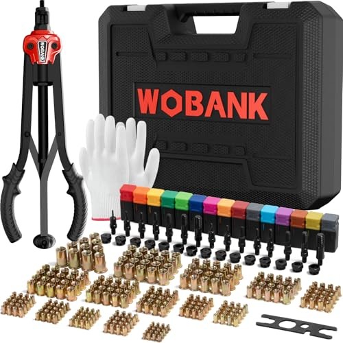 Rivet Nut Tool, 16" Heavy Duty Rivnut Tool Kit with With 15 Mandrels & 290 Nuts