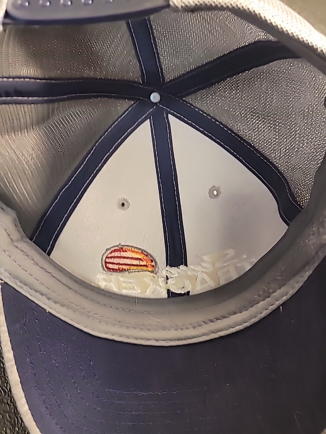 Sun Tracker Gray Hat Cap Fabric & Mesh Hat Cap White Yellow Orange