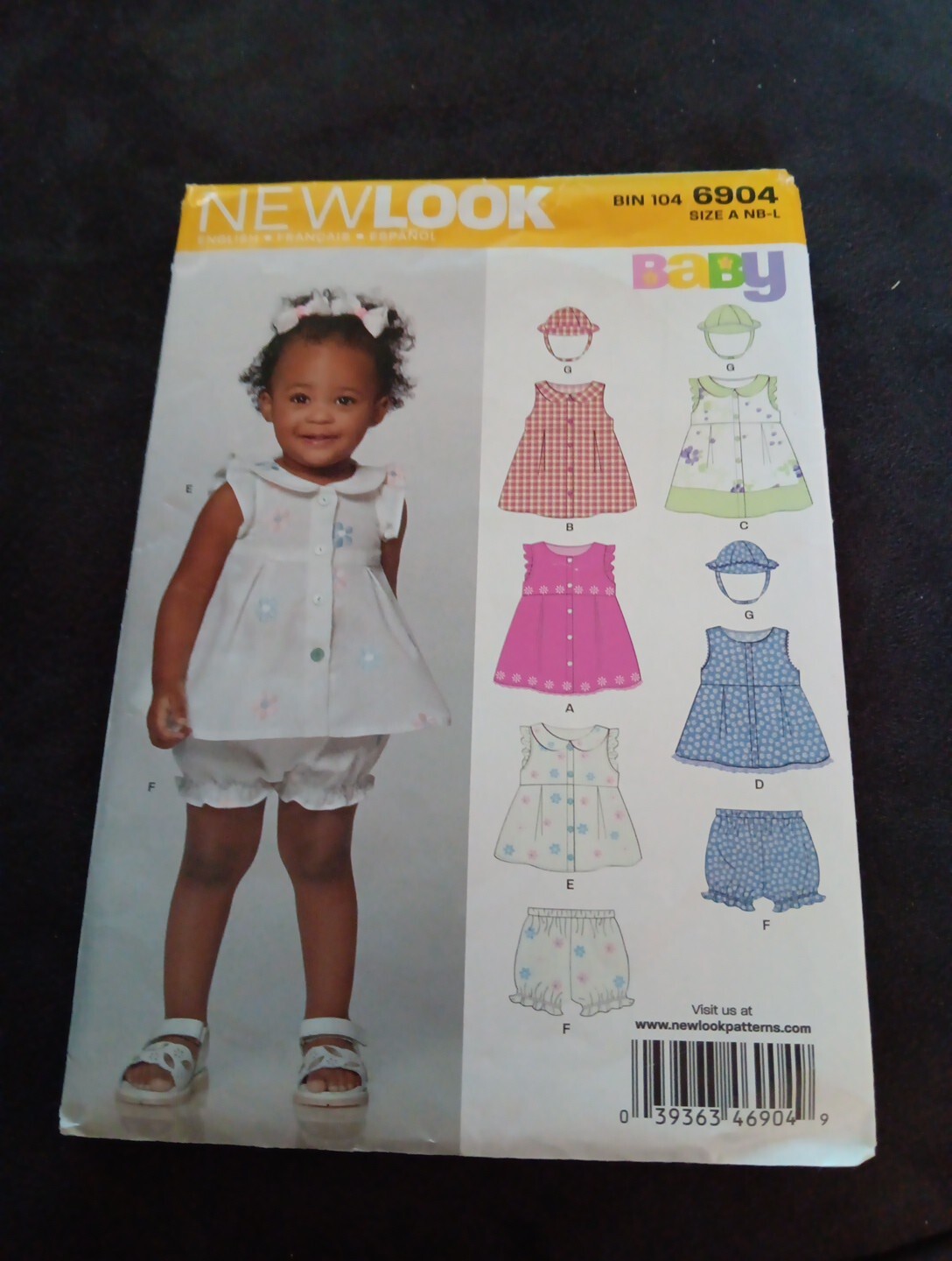 New Look - #6904 INFANTS TOPS, PANTIES, DRESS, HATS - Sizes NB-LG - NEW UNCUT FF