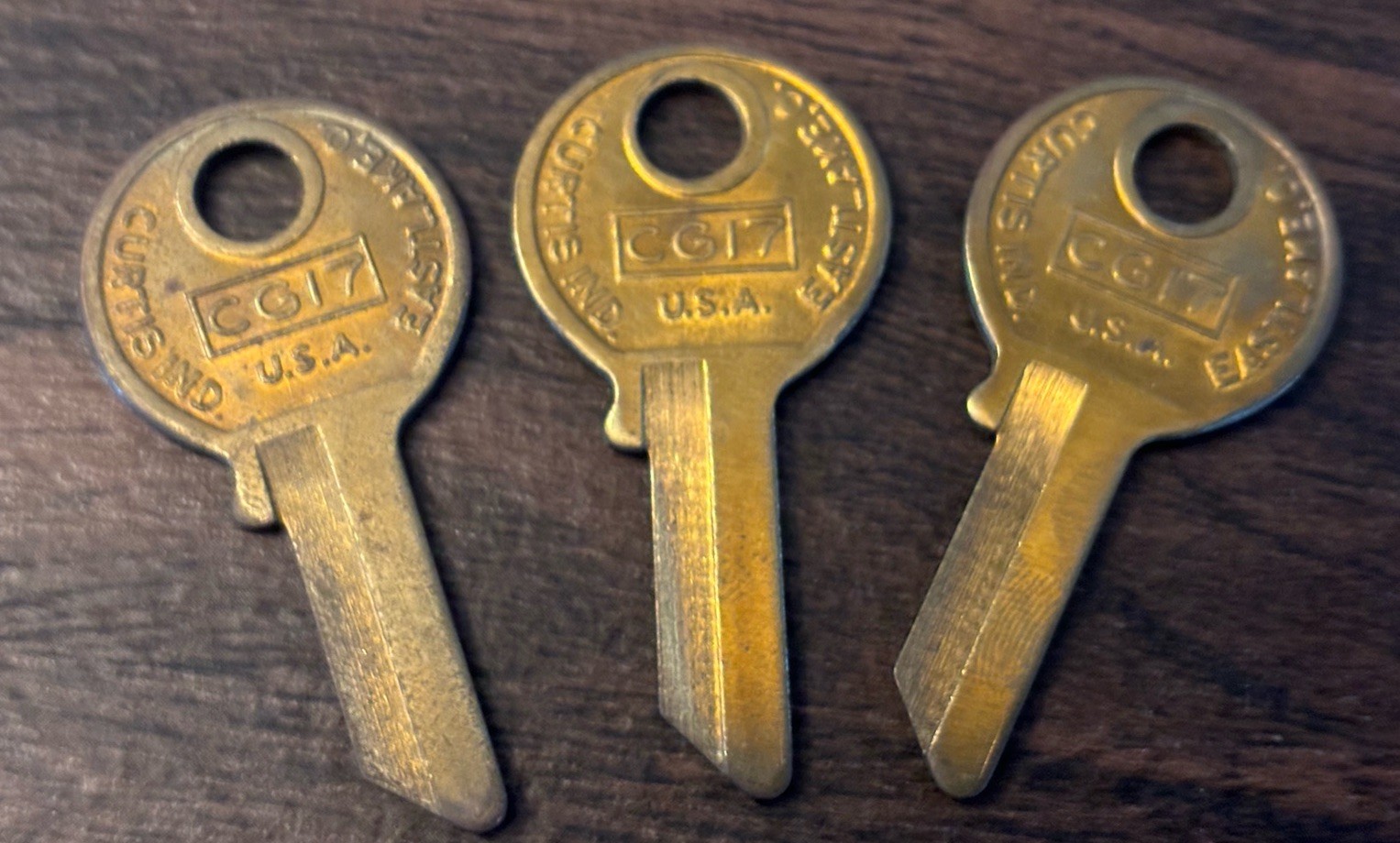 CG17  Curtis BRASS  Key Blanks   Set of 3   Locksmith