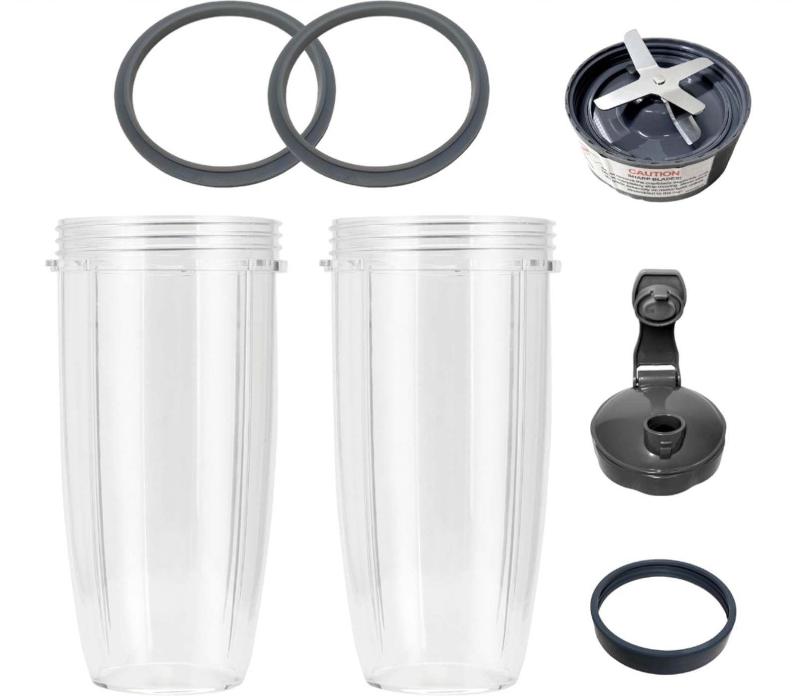 7 Pc For  Nutribullet Blender Cups & Blade Replacement Set 32oz 600W & Pro 900W