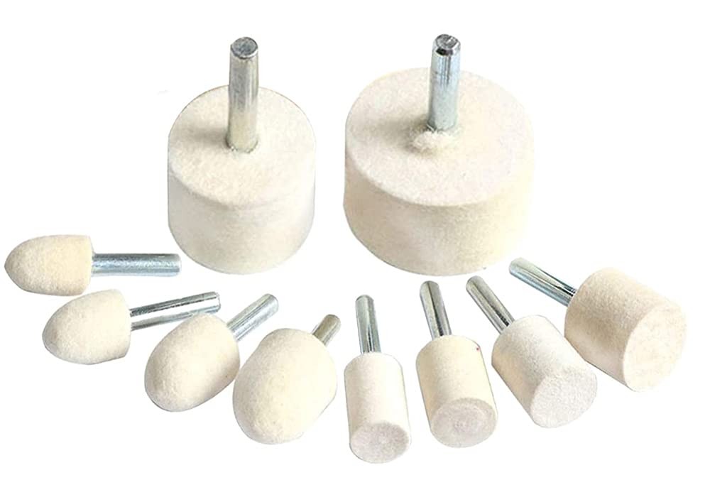 10 Pieces 1/4'' Shank Wool Felt Polishing/Buffing Wheel Grinding Head Fits El...