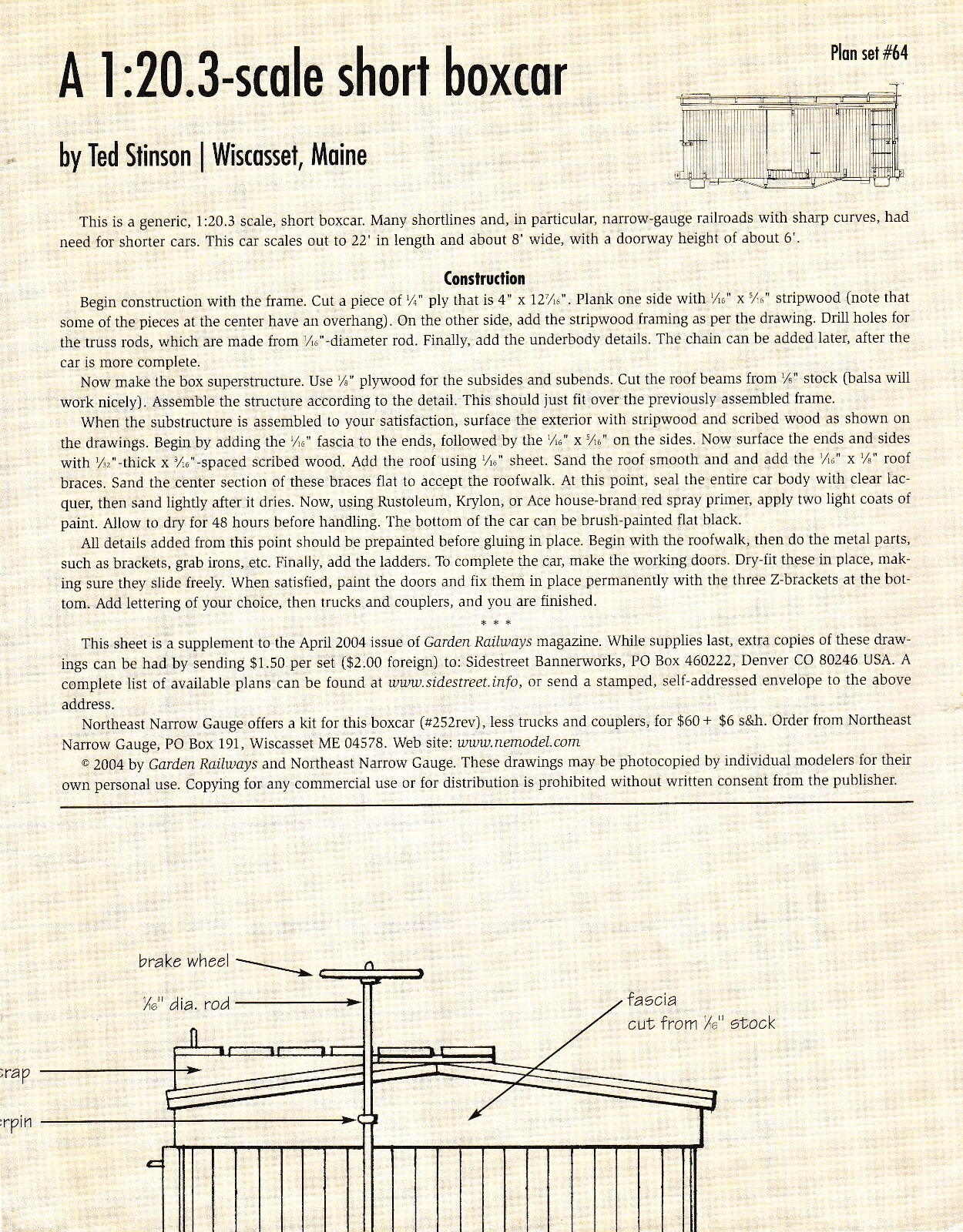 A 1:20.3 Scale Short Boxcar Instructions by Ted Stinson