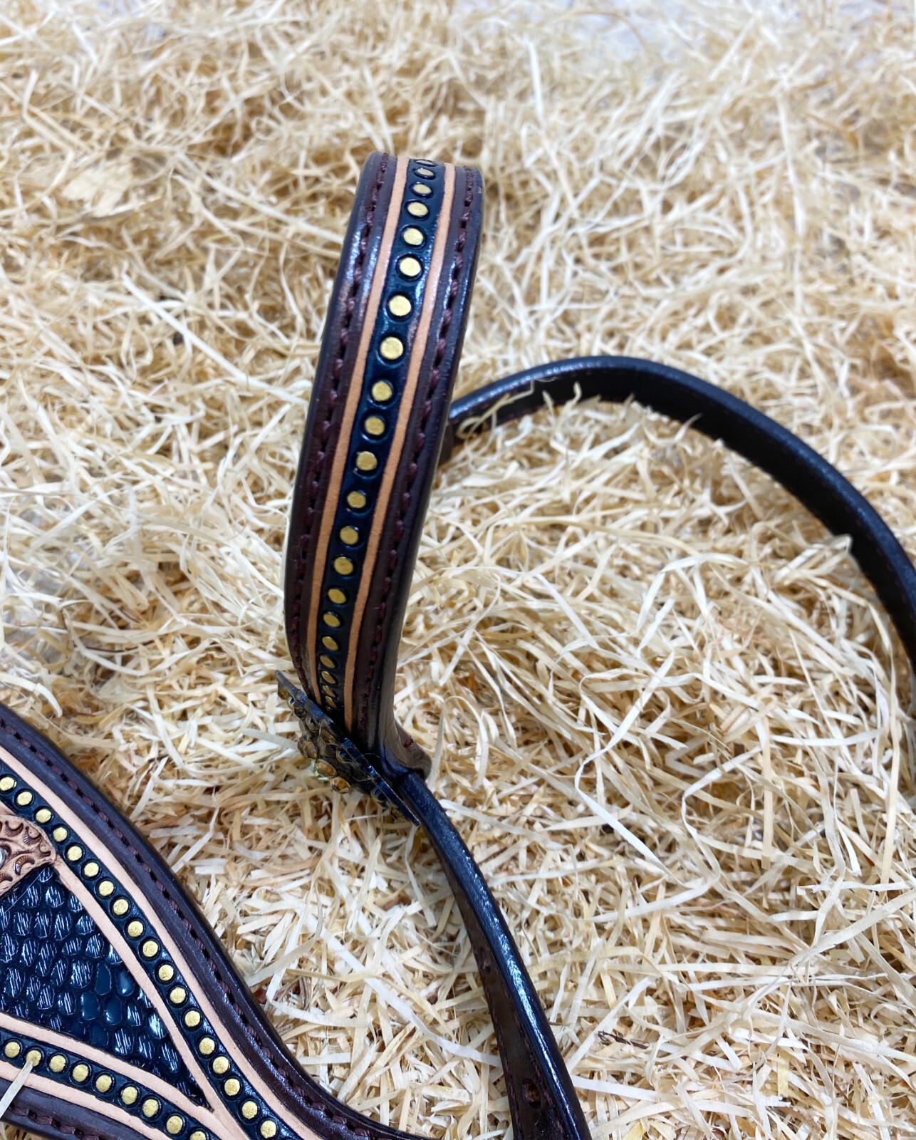 Western Leather Headstall Set Horse Decorated with Paisley Carving Gifts MOUSM