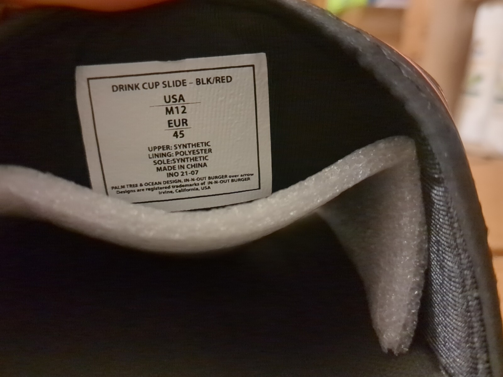 In-N-Out Burger 🌴 Drink Cup Slides Palm Tree LTD Edition BLK/RED Men's Size 12