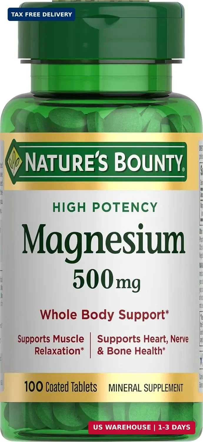 Magnesio, suplemento mineral, favorece la salud ósea y muscular, 500 mg, FAST US