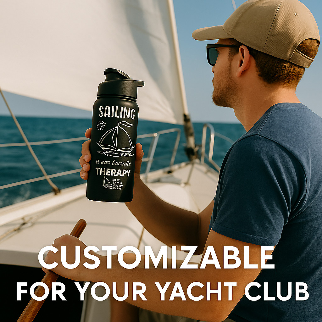 Sailing Is My Favorite Therapy 32oz Stainless Steel Bottle | Custom Engraving