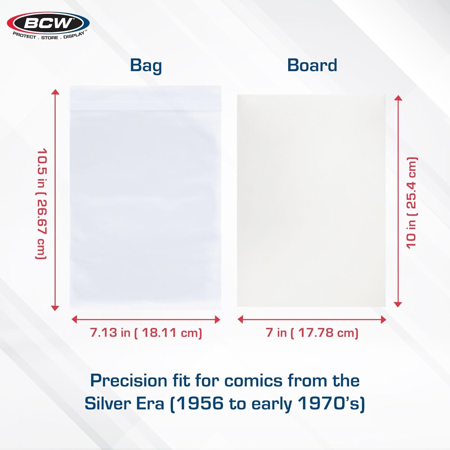 BCW Silver Age Comic Bags and Boards Combo (100 Ct) | 100 Silver Comic Backing B