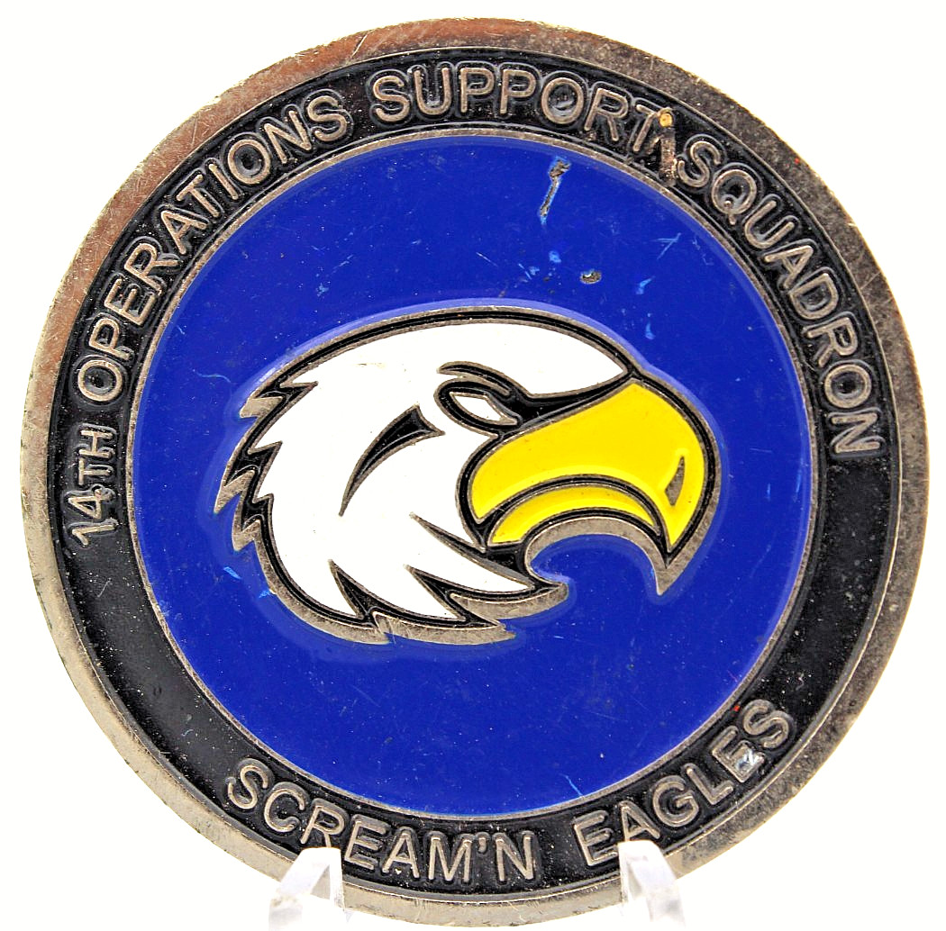 14th Operations Support Squadron Screamin Eagles Challenge Coin 1.75 Copper